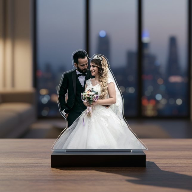 Hochzeitskuppel Foto Cutout Akrylskulptur Freistehende Fotoskulptur (Wedding Couple Photo Cutout Acrylic Sculpture)