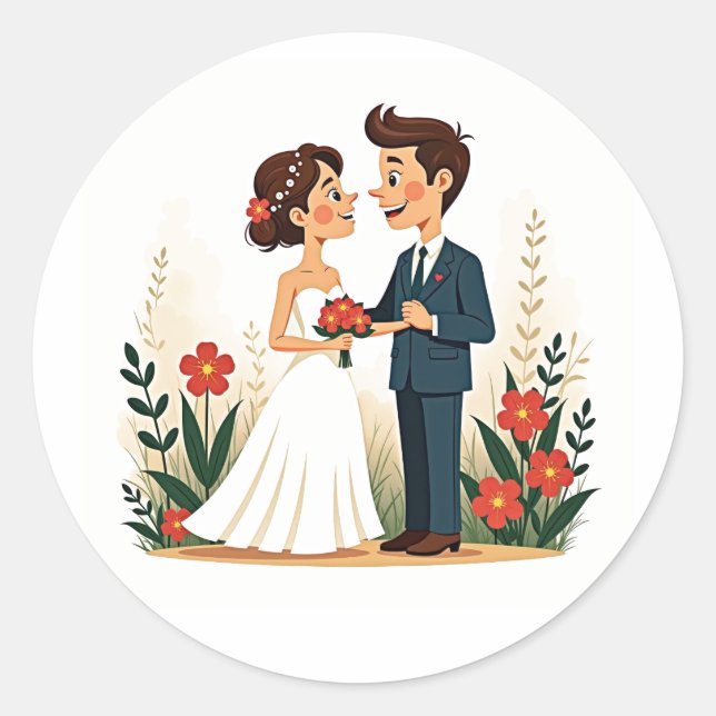 Hochzeitskuppelkleber Runder Aufkleber (Vorderseite)