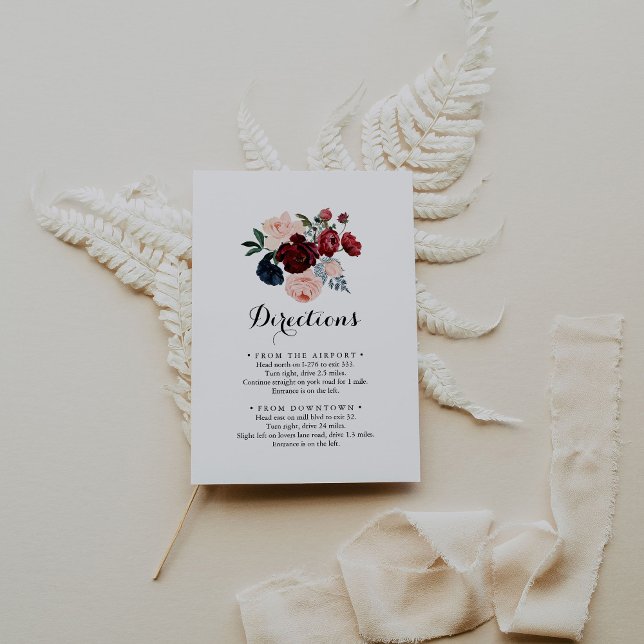 Hochzeitskurse in Burgund Pink Navy Begleitkarte (Von Creator hochgeladen)