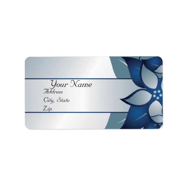 Hochzeitslabel "Modern Blue Floral" Adressaufkleber (Vorne)