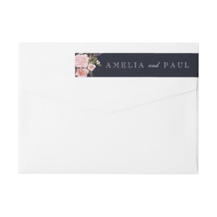 Hochzeitslabel "Navy Pink Floral Watercolor"