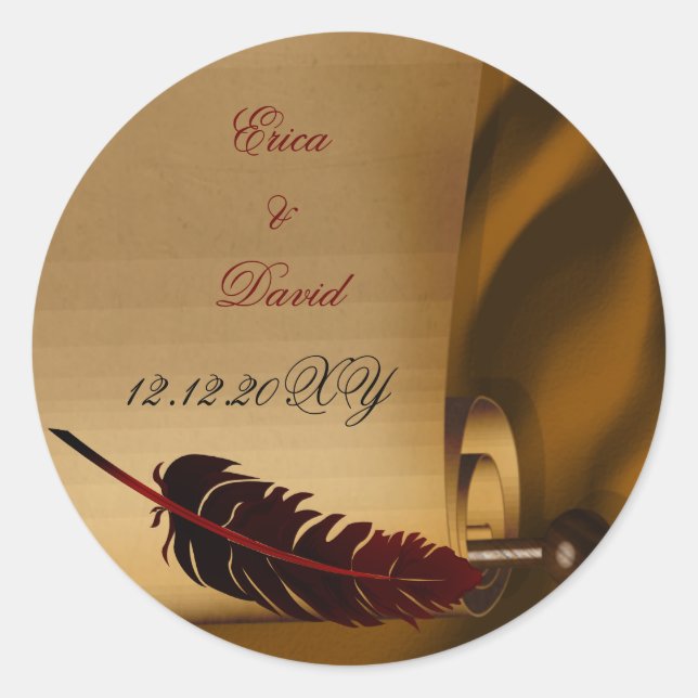 Hochzeitslabel Runder Aufkleber (Vorderseite)