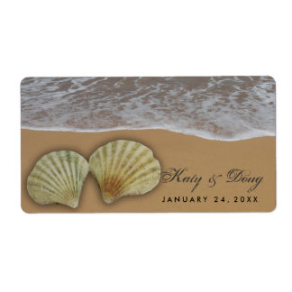 Hochzeitslabel Seashell mit Strand und Sand