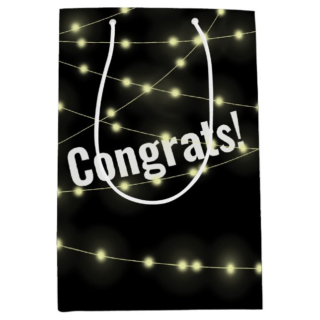 Hochzeitslampen auf der schwarzen mittelgroßen Ges Mittlere Geschenktüte (Vorderseite)