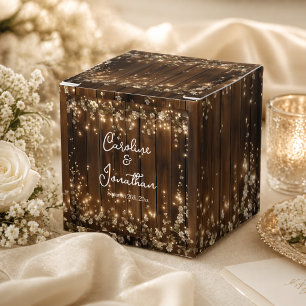 Hochzeitslampen aus Holz mit rustikalen weißen Blü Geschenkschachtel