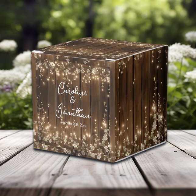 Hochzeitslampen aus Holz mit rustikalen weißen Blü Geschenkschachtel (Von Creator hochgeladen)