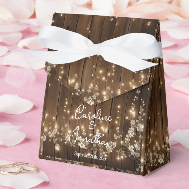 Hochzeitslampen aus Holz mit rustikalen weißen Blü Geschenkschachtel (Hochzeit)