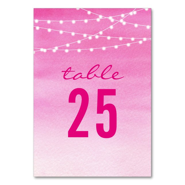 Hochzeitslampen mit Wasserfarbe Tischnummer (Vorderseite)