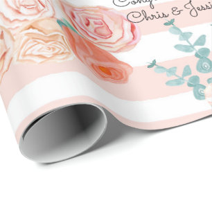Hochzeitsland Rose Glückwünsche - Namen hinzufü Geschenkpapier
