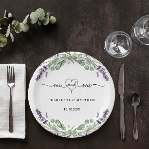 Hochzeitslavender eucalyptus mr mrr herz namen pappteller