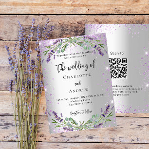 Hochzeitslavender silbernen Eukalyptus QR UAWG lux Einladung