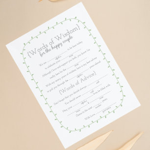 Hochzeitsleber, Weisheitsworte, 2 zweiseitiges Spi Einladung