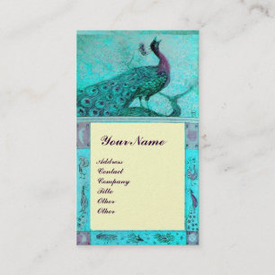 Hochzeitsliebe Pfau Monogramm Blau Elfenbein Perle Visitenkarte