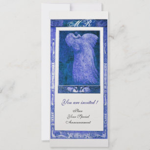 Hochzeitsliebe Pfau Monogramm Blau Weiße Perle Einladung