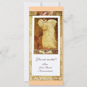 Hochzeitsliebe Pfau Monogramm ,braun weiß pink Einladung