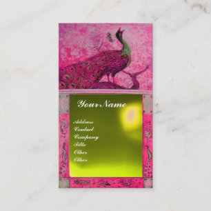 Hochzeitsliebe Pfau Monogramm rosa gelber Topas Visitenkarte
