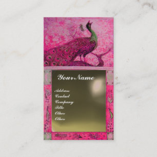 Hochzeitsliebe Pfau Monogramm rosa graue Achat Visitenkarte