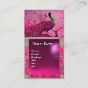 Hochzeitsliebe Pfau Monogramm rosa lila Amethyst Visitenkarte