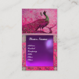 Hochzeitsliebe Pfau Monogramm rosa lila Amethyst Visitenkarte