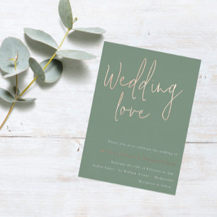 Hochzeitsliebe: Sage Green & Rose Gold Hochzeit Folieneinladung
