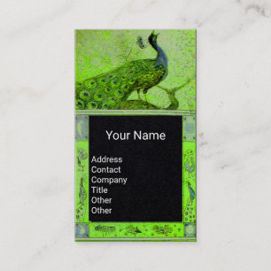 Hochzeitsliebes-Pfau-Monogramm Grün Schwarz Papier Visitenkarte