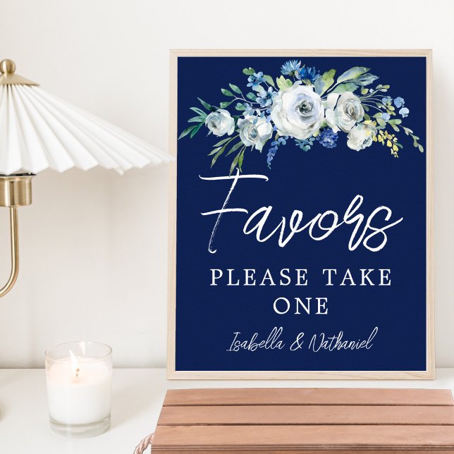 Hochzeitsliebhaber von Navy Blue White Floral Poster (Von Creator hochgeladen)
