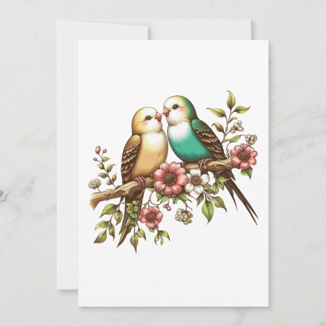 Hochzeitsliebvögel Einladung (Vorderseite)
