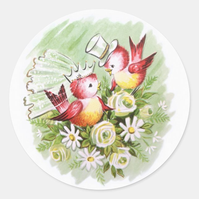 Hochzeitsliebvögel Runder Aufkleber (Vorderseite)