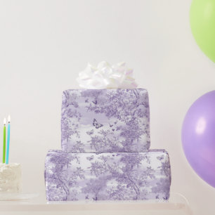 Hochzeitslila-Schmetterlinge auf lila Hintergrund Geschenkpapier