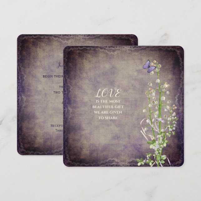 Hochzeitslilie des Tals Vintag Einladung (Vorne/Hinten)