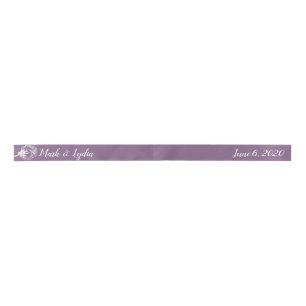 Hochzeitslogo Rosa Baumwollpflanze Paare Name Datu Satinband