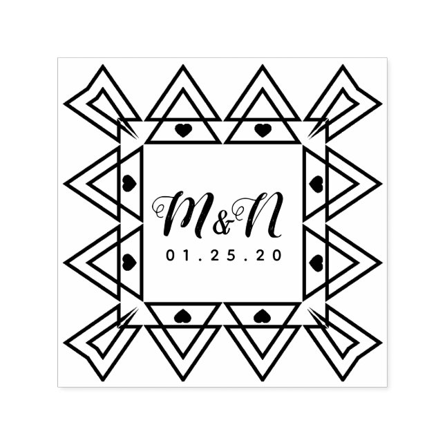 Hochzeitslogos Art Heart Geo Decor HandGezeichnet Permastempel (Design)