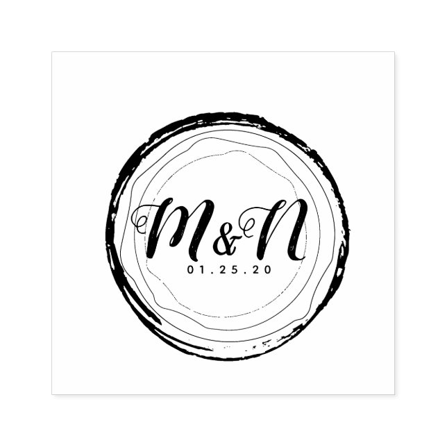 Hochzeitslogos Rustikale Baumhandzeichnung Kunst Gummistempel (Prägung)