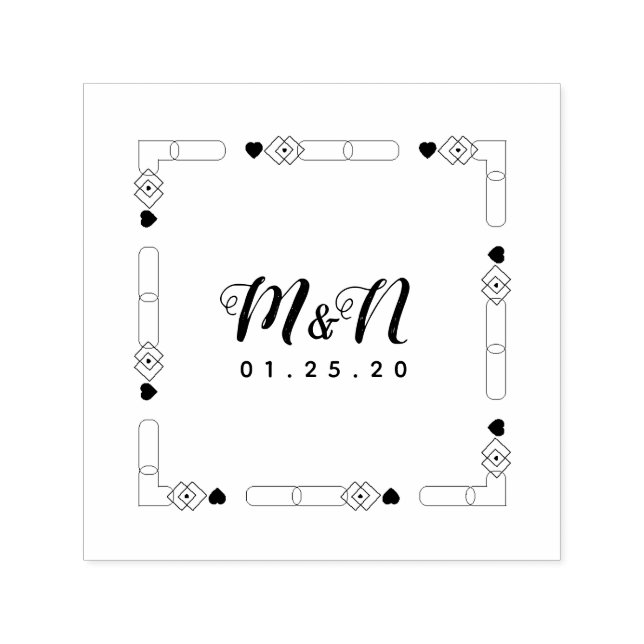 Hochzeitsloinie Art Heart Geo Decor HandGezeichnet Permastempel (Design)