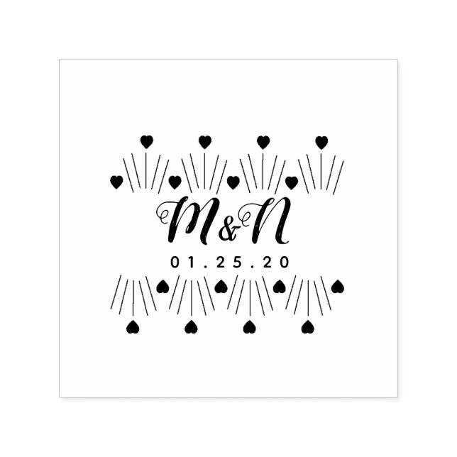 Hochzeitsloinie Art Heart Geo HandGezeichnet Permastempel (Design)
