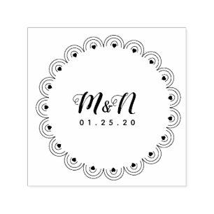 Hochzeitsloinie Art Heart Geo Round Hand Gezeichne Permastempel