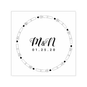 Hochzeitsloinie Art Heart Geo Round Simple Permastempel