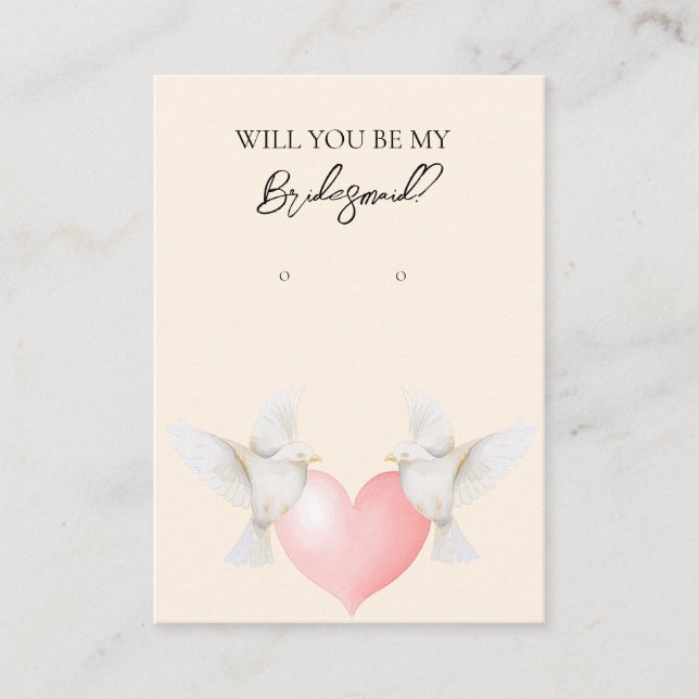 Hochzeitslove Bird Bridesmaid Earring Display Card Visitenkarte (Vorderseite)