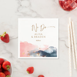 Hochzeitsmagie Gebirgsnebel Blau Rosa machen wir Serviette