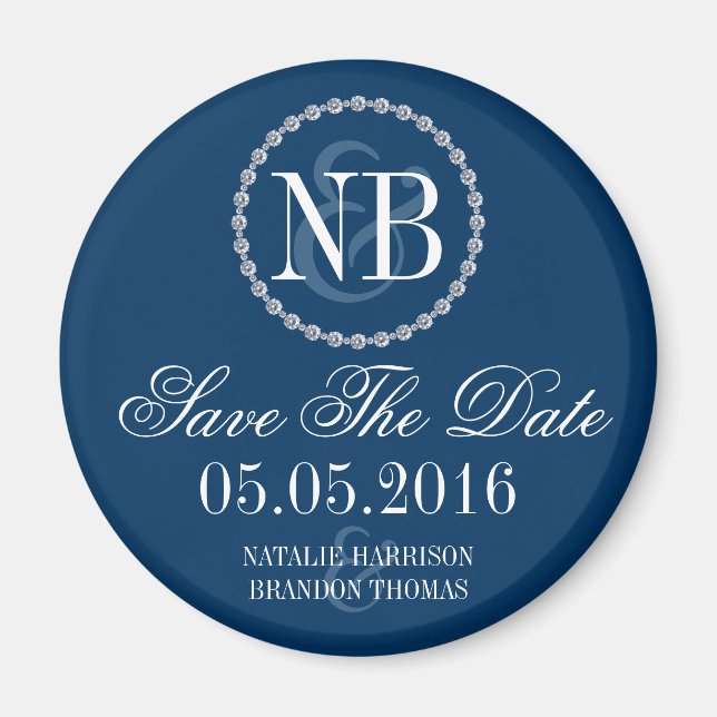 Hochzeitsmagnet in Navy Save the Date Magnet (Vorne)