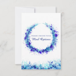 Hochzeitsmahlzeit - Auswahl an blauen Splash-Karte RSVP Karte