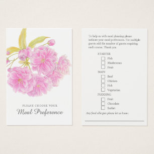 Hochzeitsmahlzeit Präferenz rosa Blumenkarten