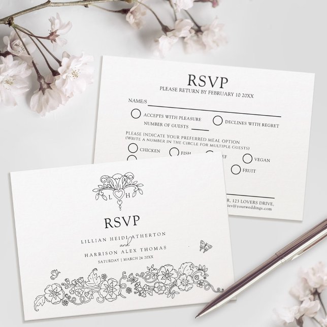Hochzeitsmahlzeiten im Frühjahr Lilie RSVP Karte (Von Creator hochgeladen)