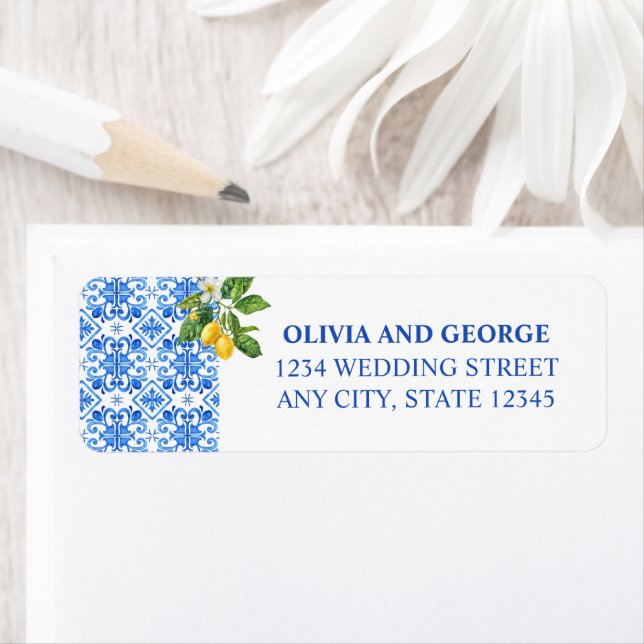 Hochzeitsmarke für mediterrane Kacheln und Zitrone (Insitu)