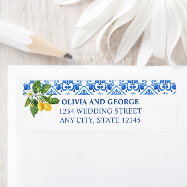 Hochzeitsmarke für mediterrane Kacheln und Zitrone (Insitu)