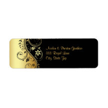 Hochzeitsmarke Gold & Black Floral Scroll