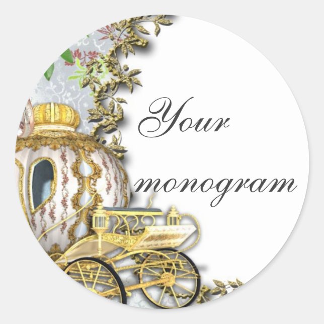 Hochzeitsmarken für Princess Carriage Umschlag Auf Runder Aufkleber (Vorderseite)
