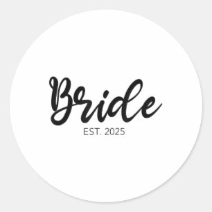 Hochzeitsmatching Geschenke Bride Est. 2025 Bridal Runder Aufkleber