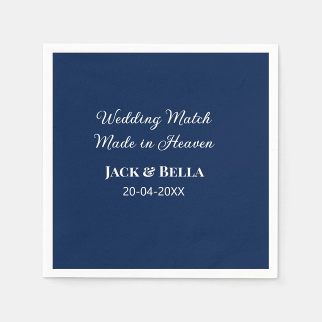 Hochzeitsmatte aus Himmelsblau in den Gastgeschenk Serviette (Vorderseite)