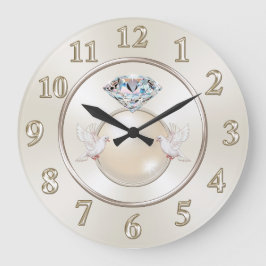 Hochzeitsmauer, Liebesvögel, Diamant und Perle Große Wanduhr